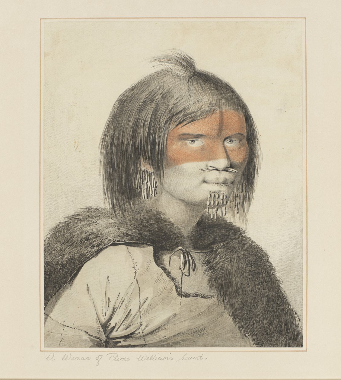 27: Kobieta dźwięku księcia Williama, z serii akwareli ilustrujących ostatnią podróż kapitana Cooka, ok. 1773-84 autorstwa John Webber