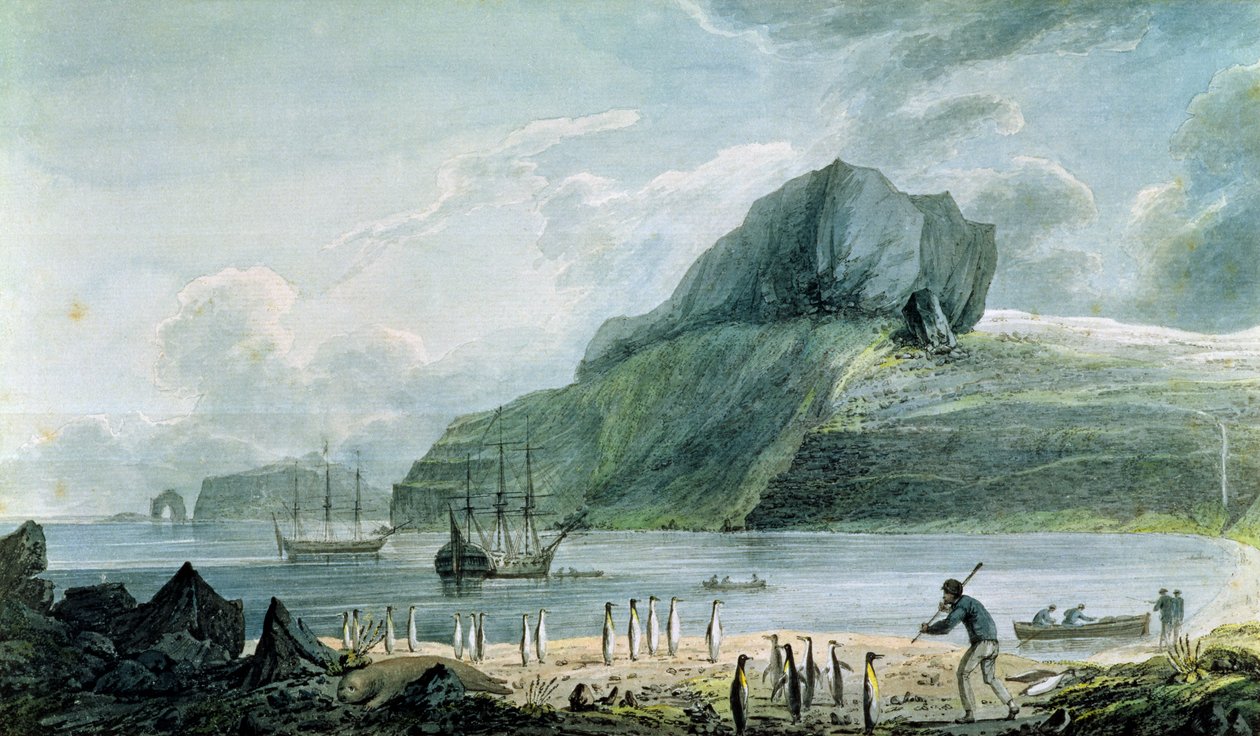 Widok na port bożonarodzeniowy w Krainie Kerguelena, 1781-4 autorstwa John Webber