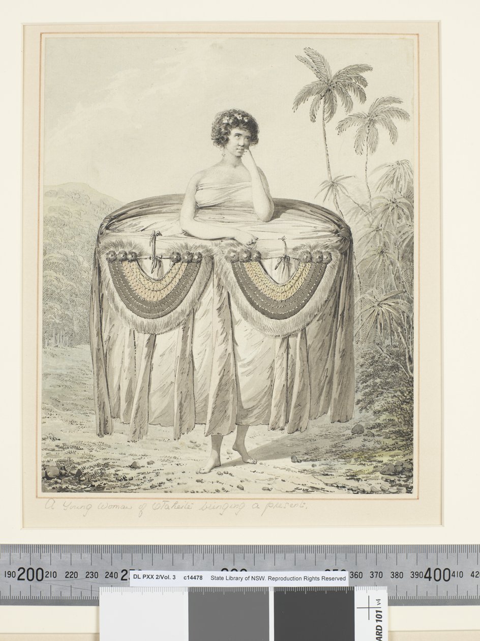 F.12 Młoda kobieta z Otaheite przynosząca prezent, ok. 1773-84 (akwarela) autorstwa John Webber