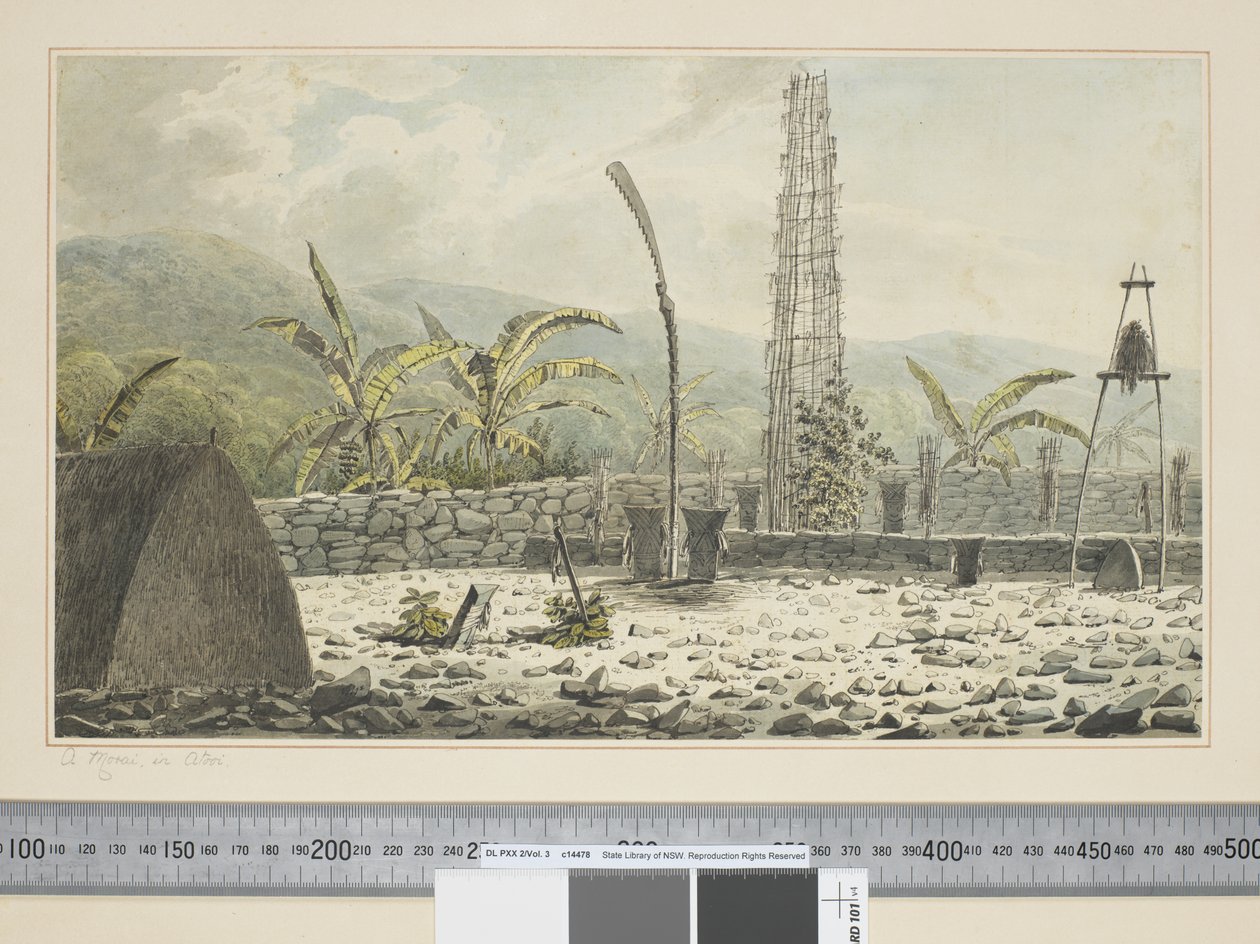 F.17 Morai, w Atooi, ok. 1773-84 (akwarela) autorstwa John Webber