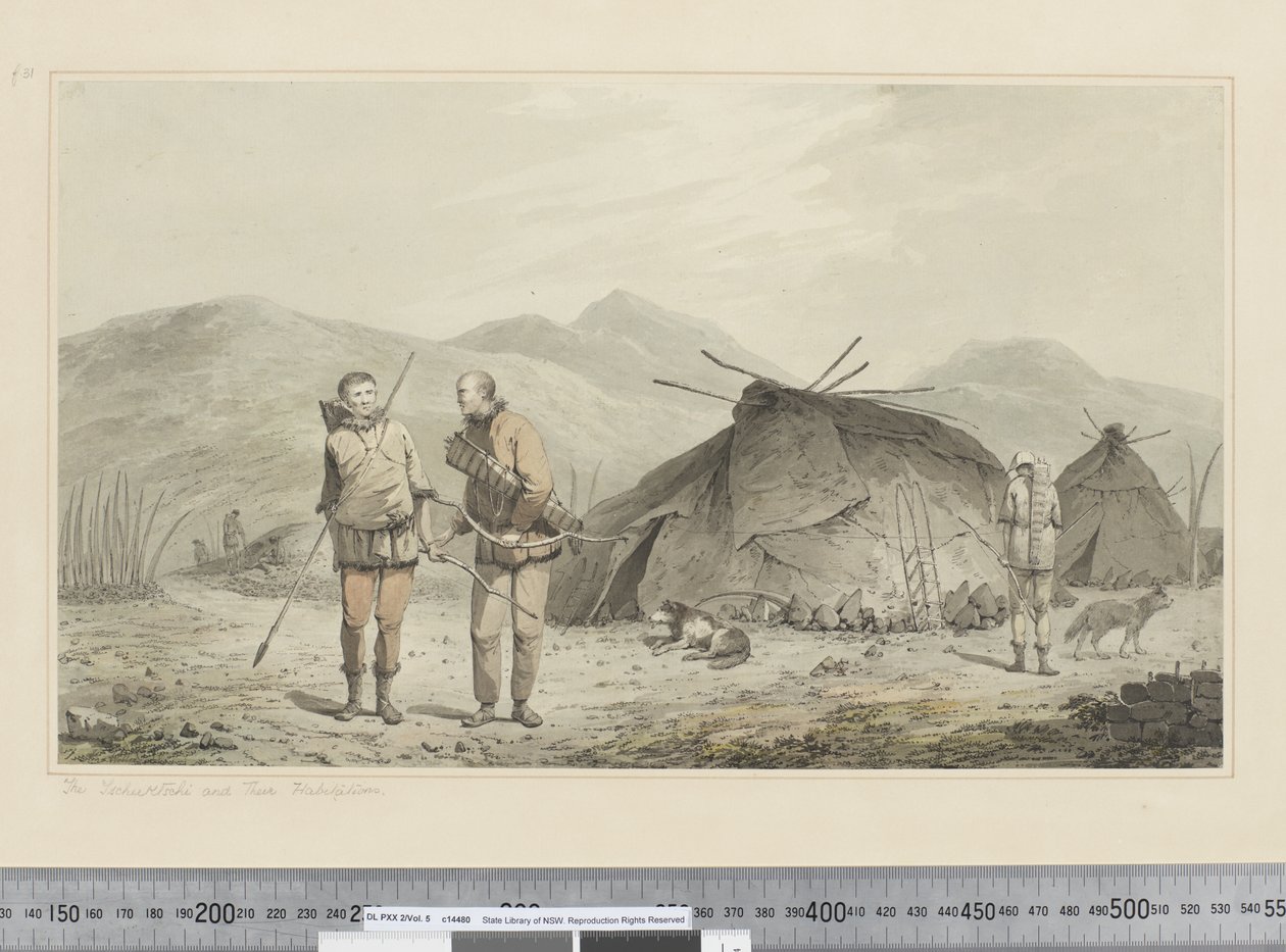 F.31 Tschuktschi i ich mieszkania, ok. 1773-84 (akwarela) autorstwa John Webber