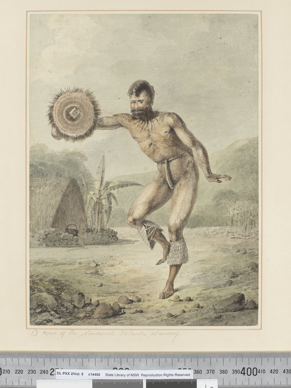 F.36 Człowiek z kanapek, taniec, ok. 1773-84 (akwarela) autorstwa John Webber