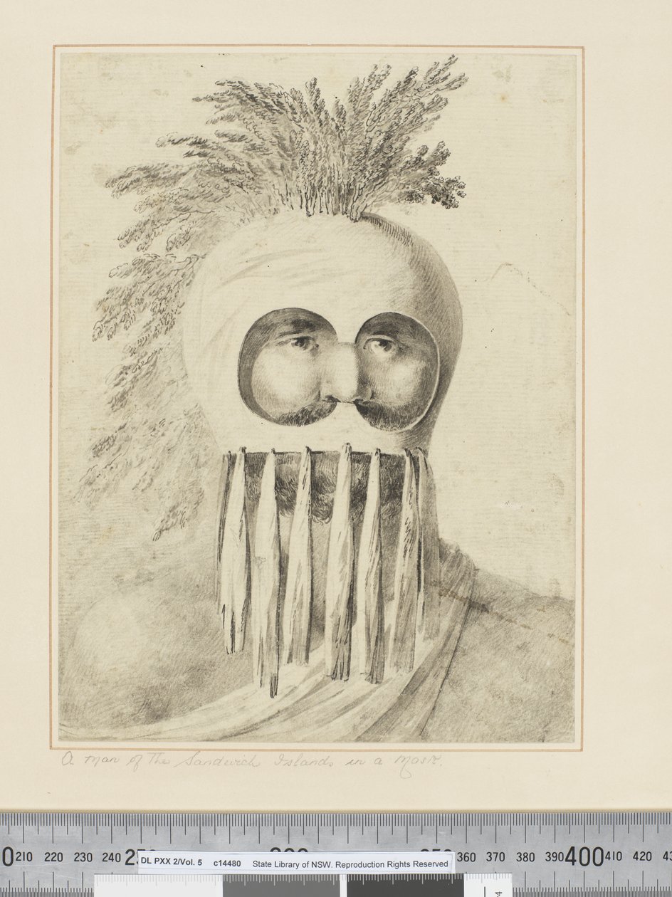 F.38 Człowiek z kanapek w masce, ok. 1773-84 (akwarela) autorstwa John Webber