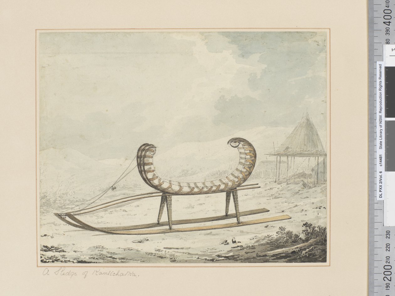 F.40 Sanie Kamczatki, ok.1783-84 (akwarela) autorstwa John Webber