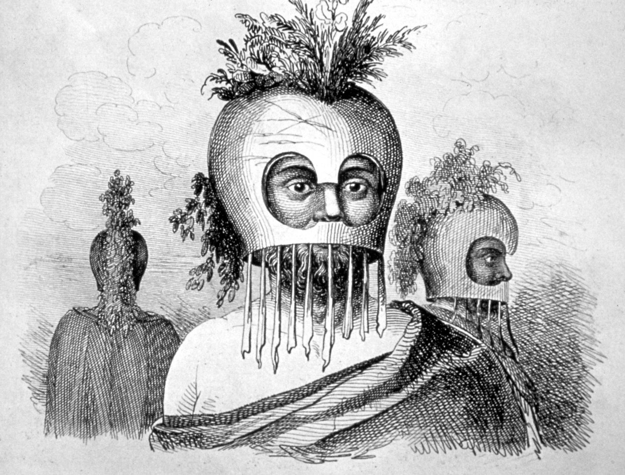 Hawajski mężczyzna w masce z tykwy, XVIII wiek autorstwa John Webber