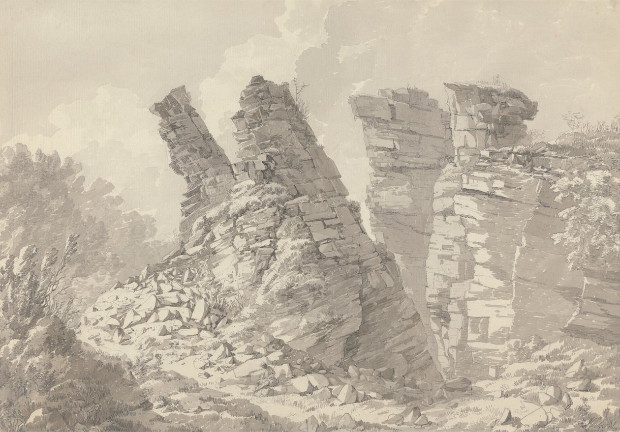 Hob Thursts Domy, Monsoldale, Derbyshire autorstwa John Webber