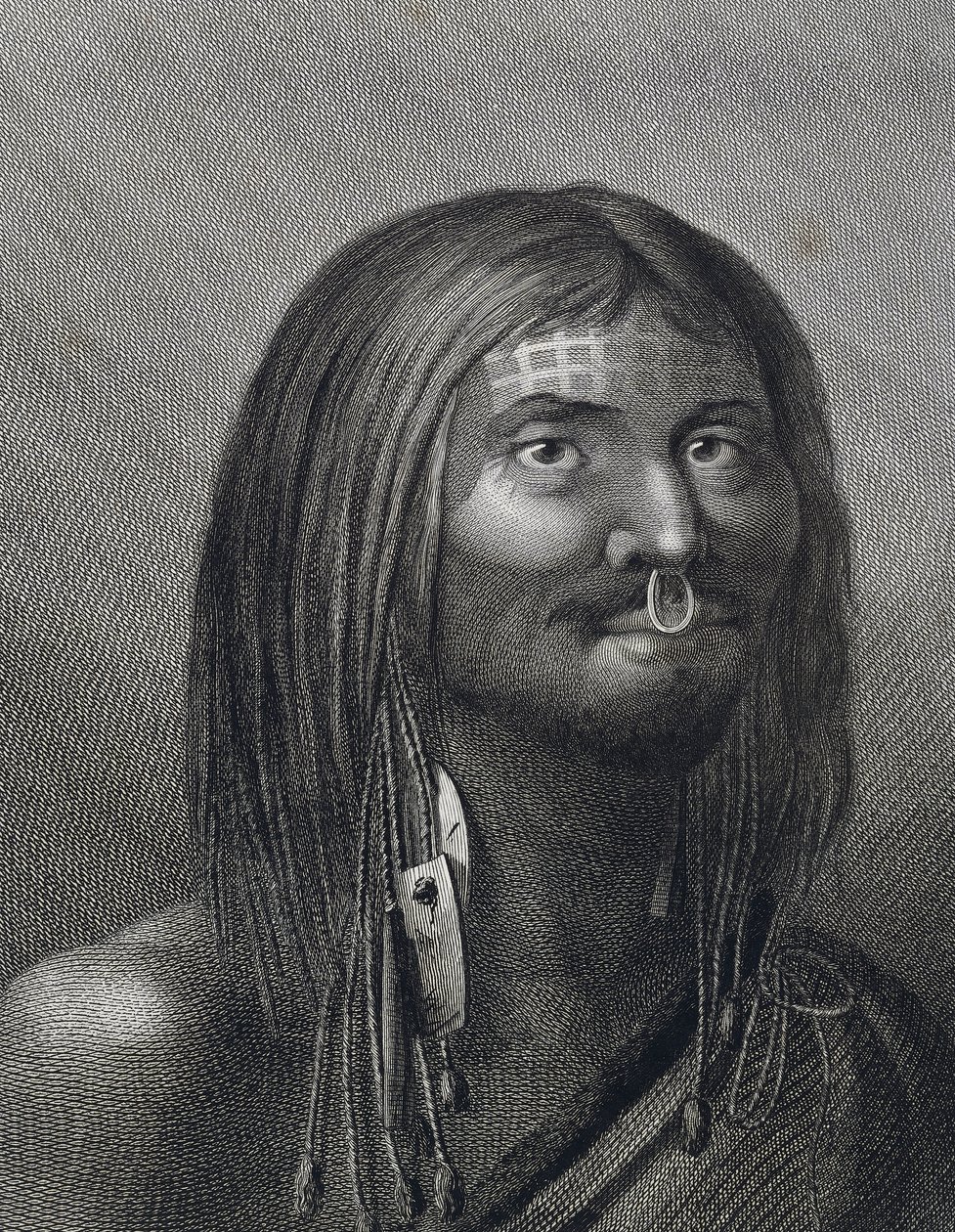 Polinezyjski człowiek z Nootka Sound, ilustracja Johna Webbera (1752-1793) wykonana podczas trzeciego rejsu (1776-1779) Jamesa Cooka (1728-1779), autorstwa John Webber