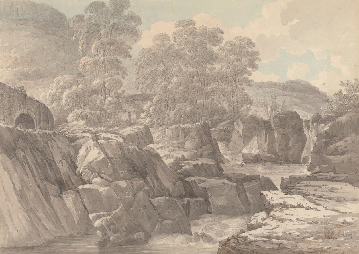 Pont-y-Pair na rzece Llugwy w pobliżu Betws-y-Coed, Denbigh autorstwa John Webber