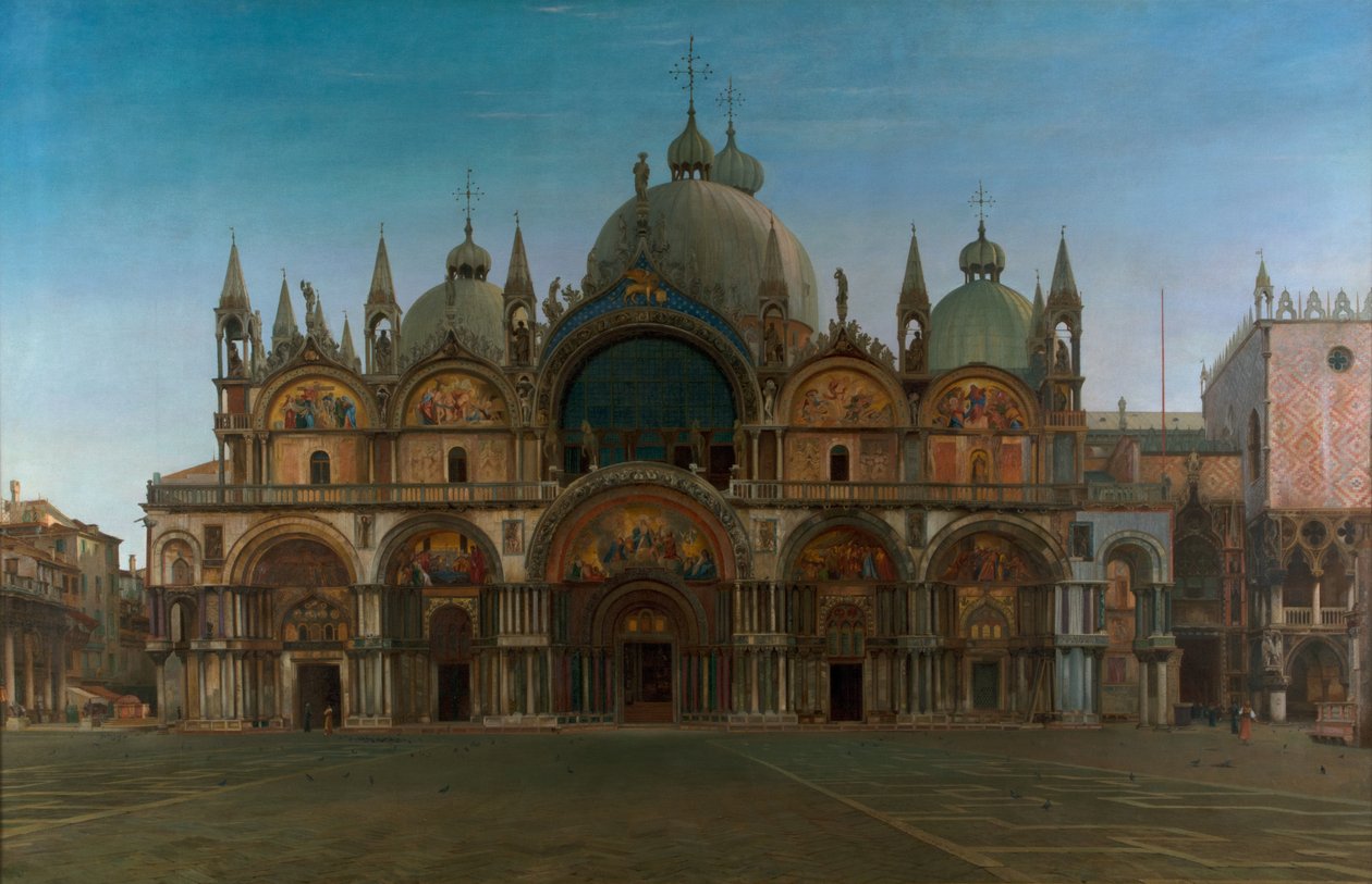 Zachodnia fasada bazyliki San Marco, Wenecja, Włochy autorstwa John Wharlton Bunney