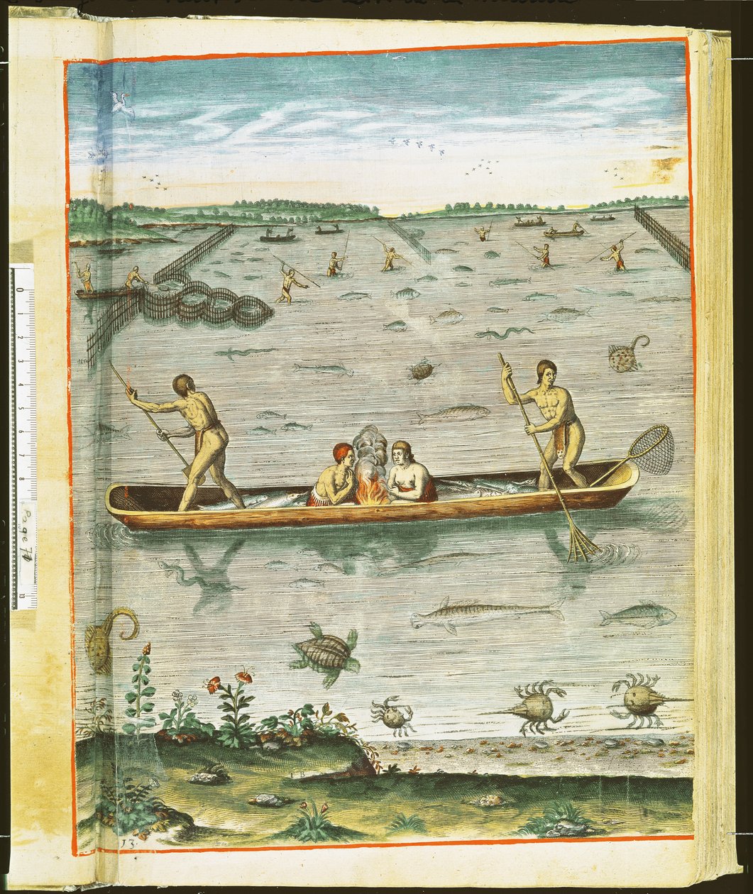 Jak Indianie łowią ryby, z „Admiranda Narratio...”, ryciny przez Theodore de Bry (1528-98) 1590 (patrz także 110123 i 111664) autorstwa John White