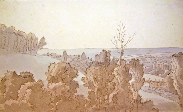 Widok na Bridewell (pióro i atrament oraz niebieskie i szare plamy na papierze) autorstwa John White Abbott