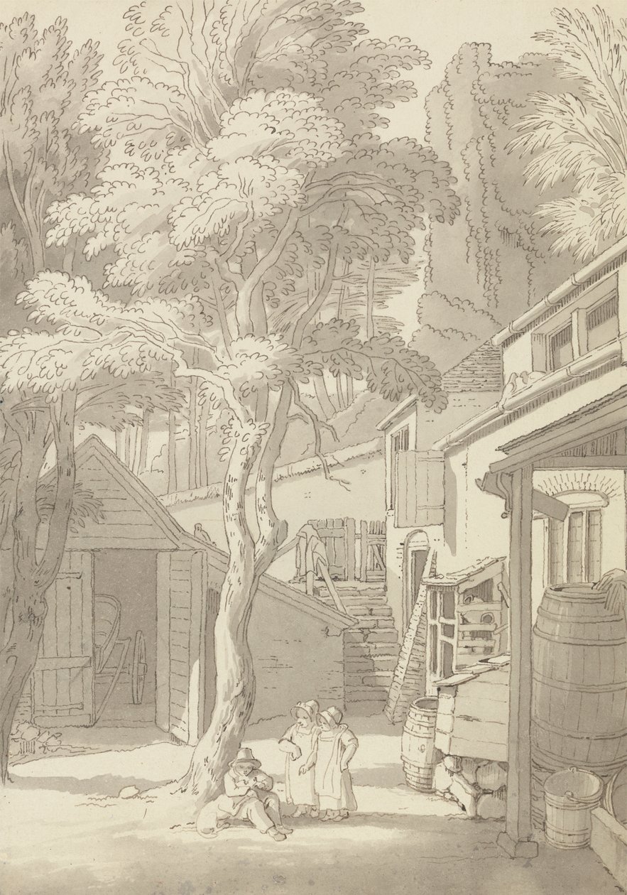 Dziedziniec domu pana Banka, Northernhay, Exeter autorstwa John White Abbott