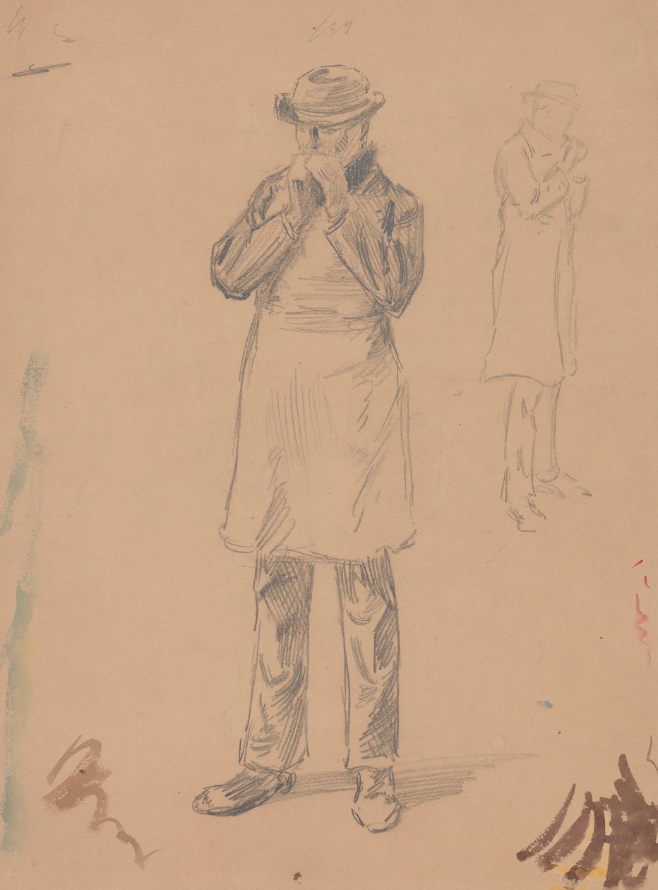Karykatura samego siebie i opactwa EA (recto); Dwa studia stojącego mężczyzny (verso) autorstwa John White Alexander