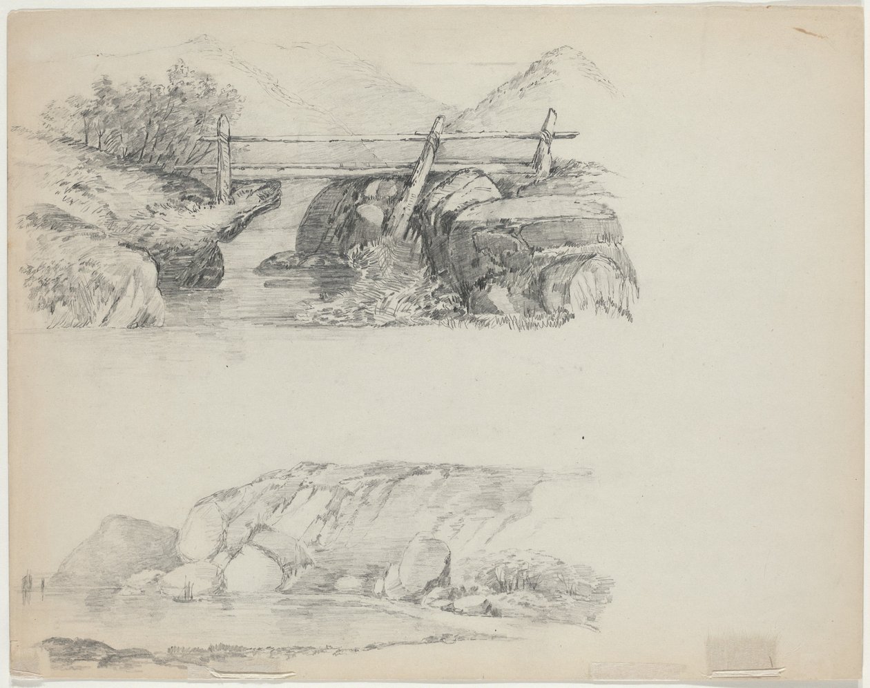 Most nad Rocky Stream [góra verso] autorstwa John William Casilear