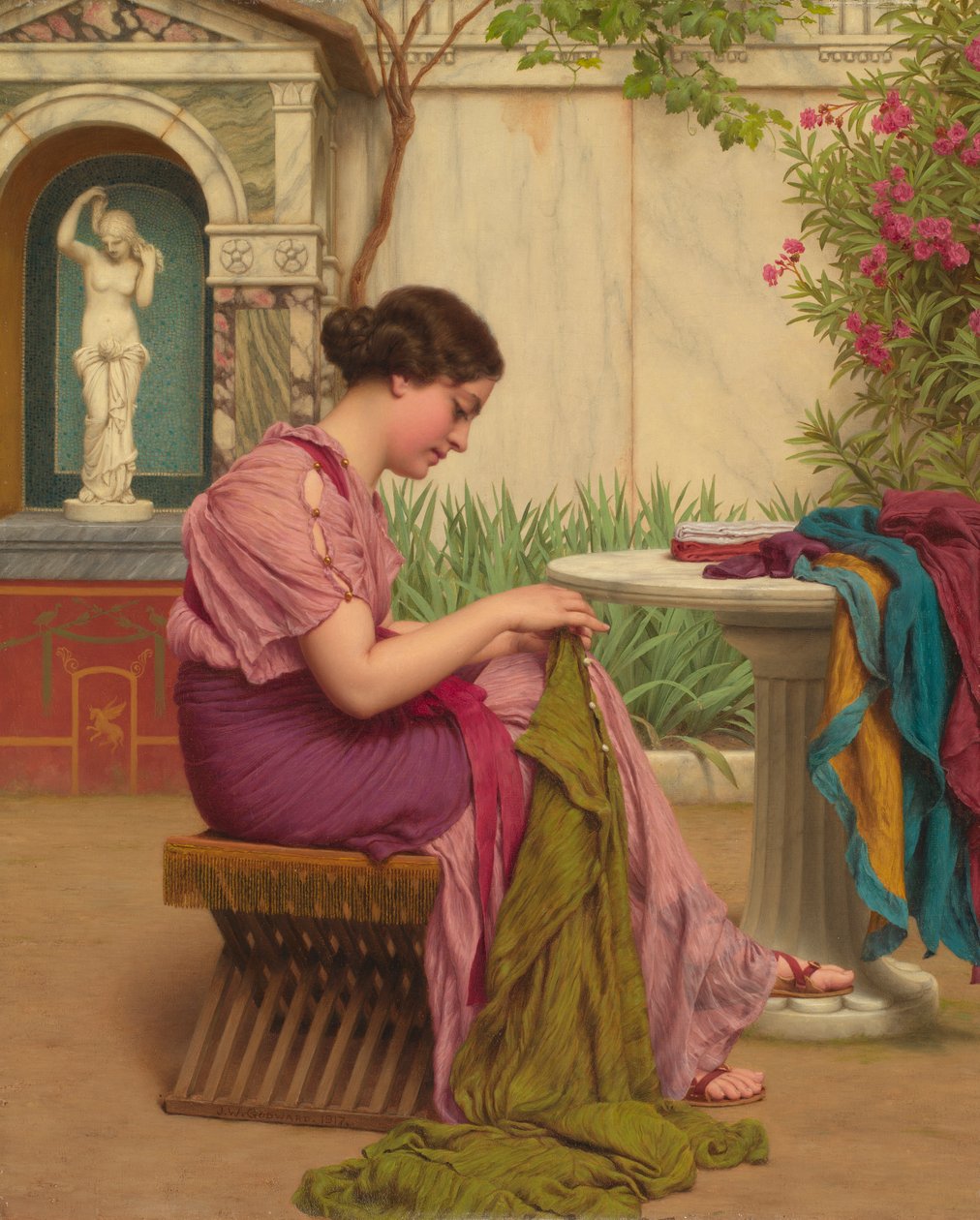 Ścieg jest wolny, czyli ścieg w czasie, 1917 r. autorstwa John William Godward