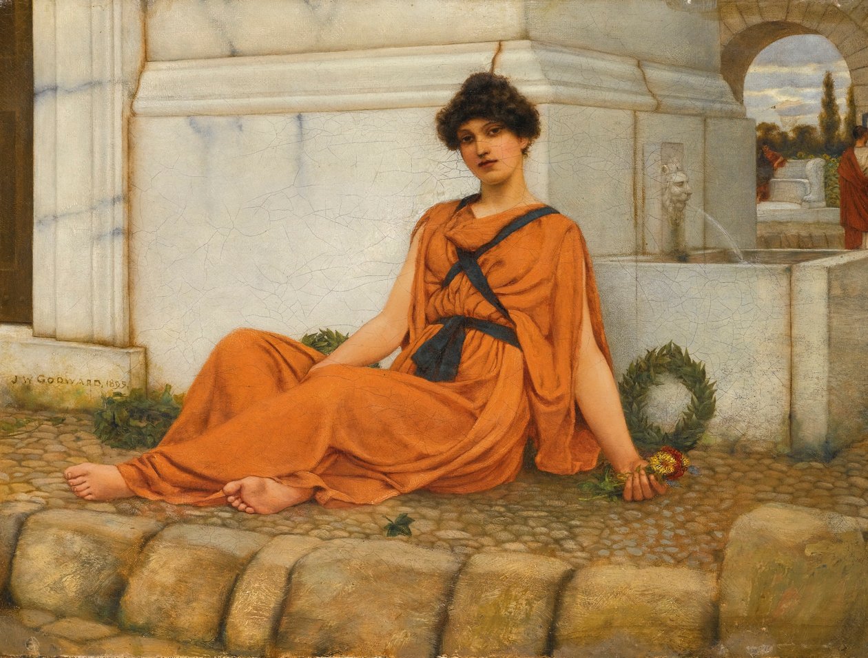 Repose, The Flower Girl autorstwa John William Godward