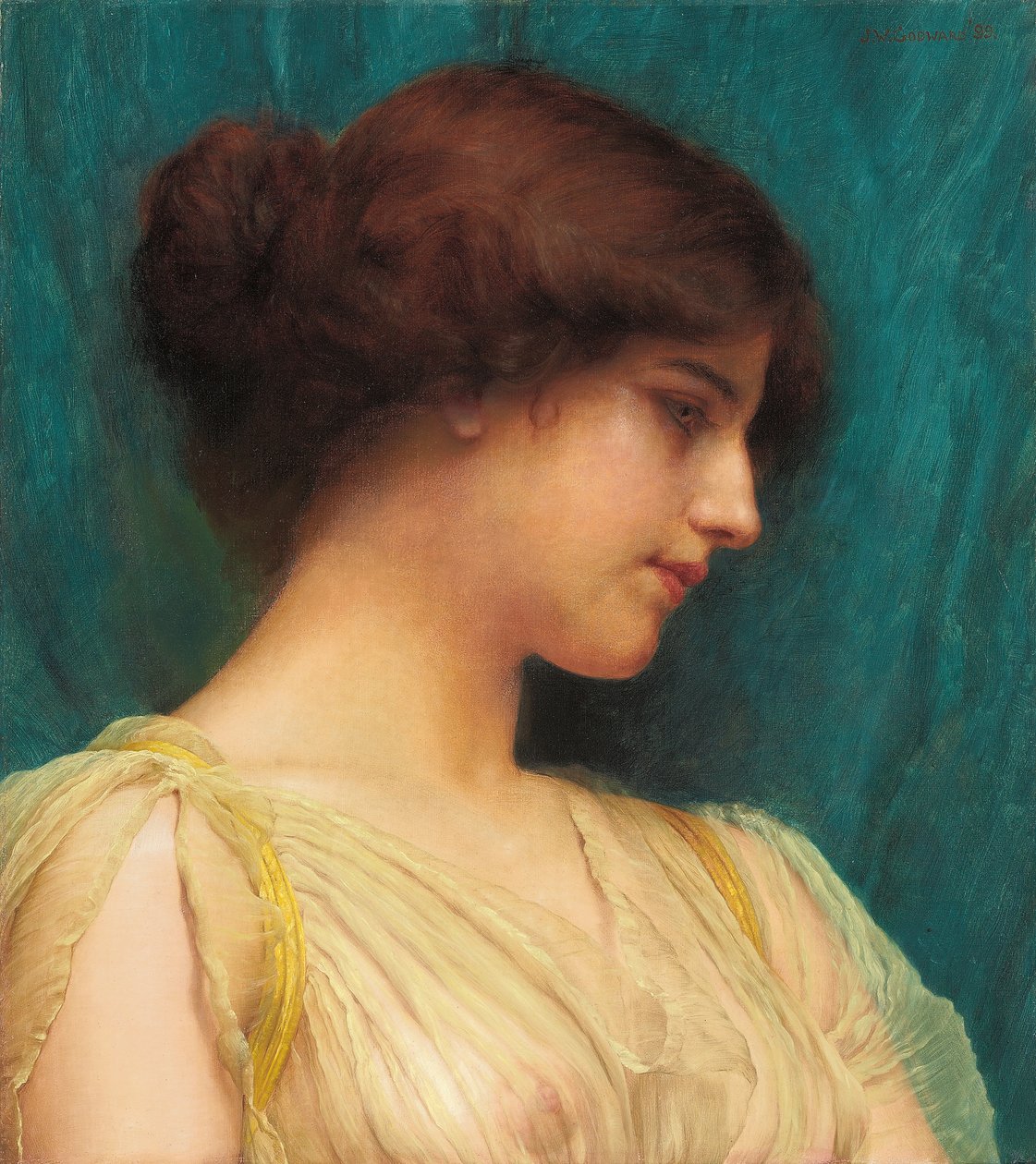 Studium głowy dziewczyny, 1899 autorstwa John William Godward