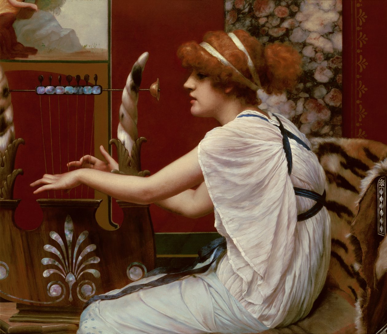 Muse Erato przy jej lirze, 1895 autorstwa John William Godward