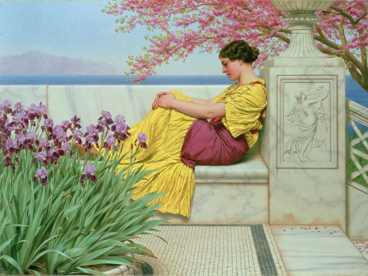 Pod kwiatem, który wisi na gałęzi, 1917 autorstwa John William Godward