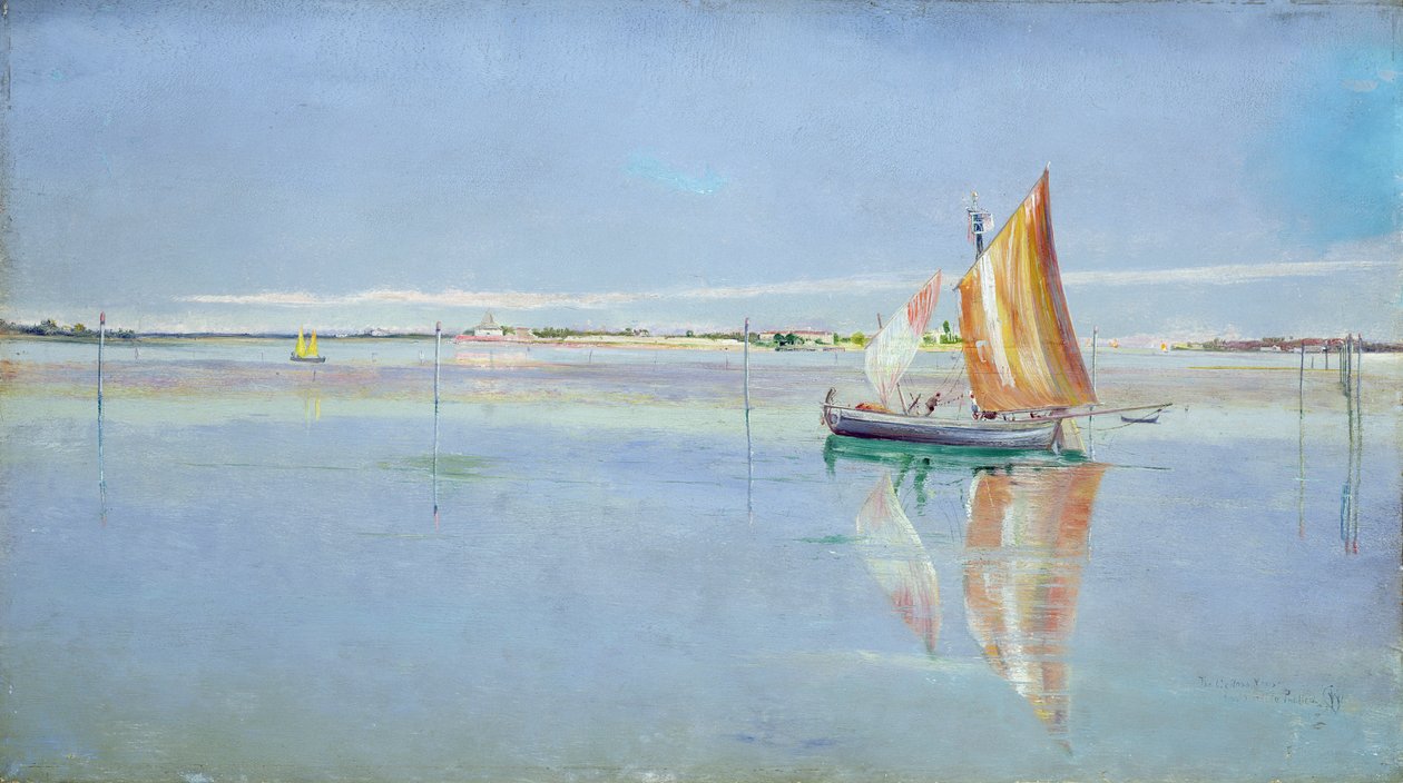 Na lagunie, Wenecja (olej na płótnie) autorstwa John William Inchbold