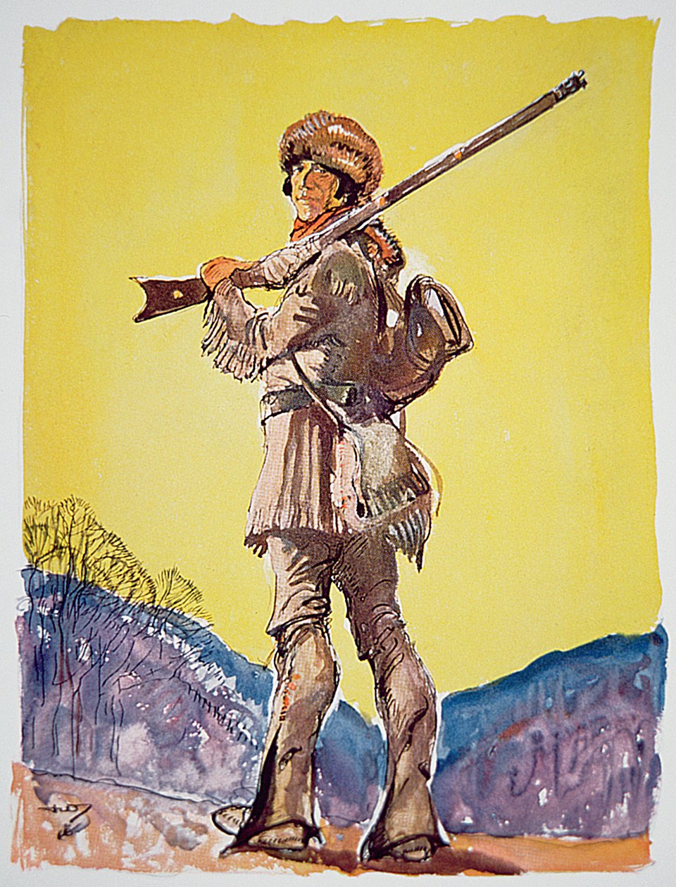 Davy Crockett (kolor lito) autorstwa John William Jr. Thomason