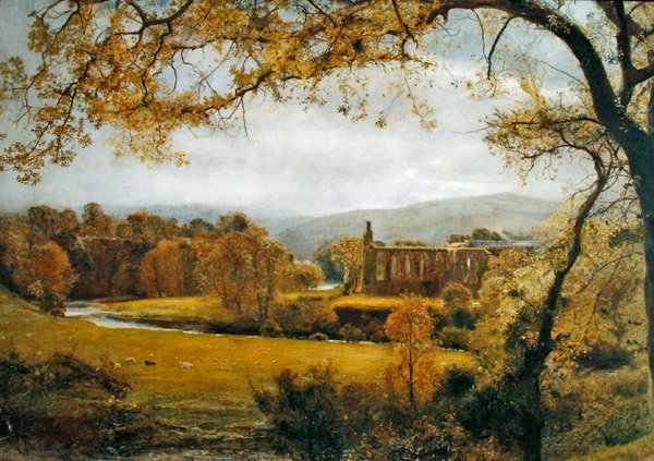 Opactwo Bolton, Wharfedale (olej na płótnie) autorstwa John William North