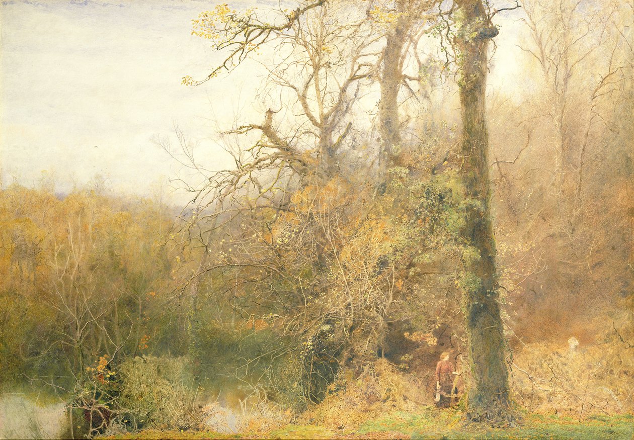 Sir Bevis and the Woodwoman, 1887-88 (wc z wydrapaniem na papierze) autorstwa John William North