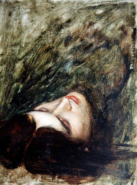 Głowa Orfeusza - szkic, ok. 1899-1900 (olej na desce) autorstwa John William Waterhouse