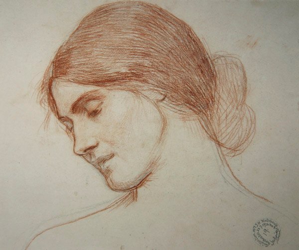 Głowa młodej dziewczyny, po lewej autorstwa John William Waterhouse