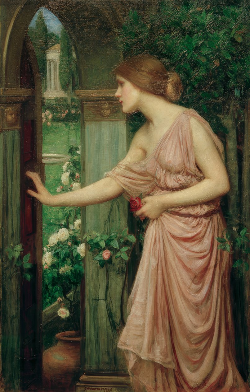 Psyche otwierające drzwi do ogrodu Kupidyna autorstwa John William Waterhouse