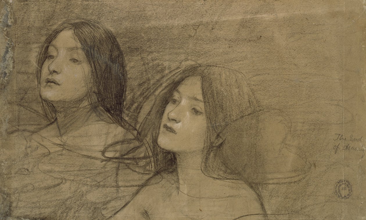 Studium dwóch nimf dla „Hylasa i nimf”, ok. 1890 r. autorstwa John William Waterhouse
