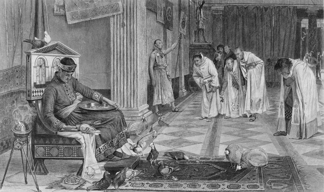 Ulubieńcy cesarza Honoriusza, wyryte przez J. Stephensona autorstwa John William Waterhouse