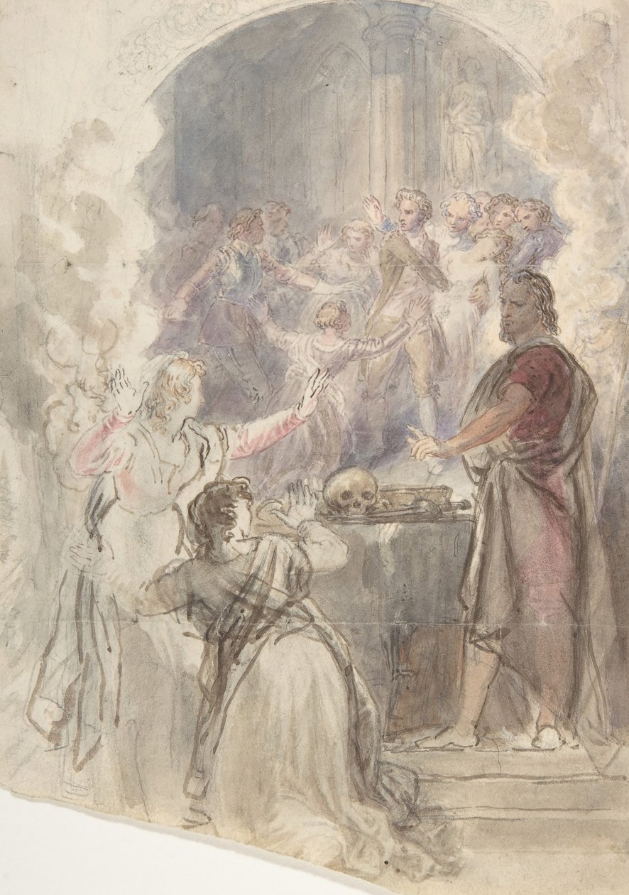 Scena z Mirror Keepsake Story mojej cioci Margaret autorstwa Sir Waltera Scotta, ca. 1828. autorstwa John William Wright