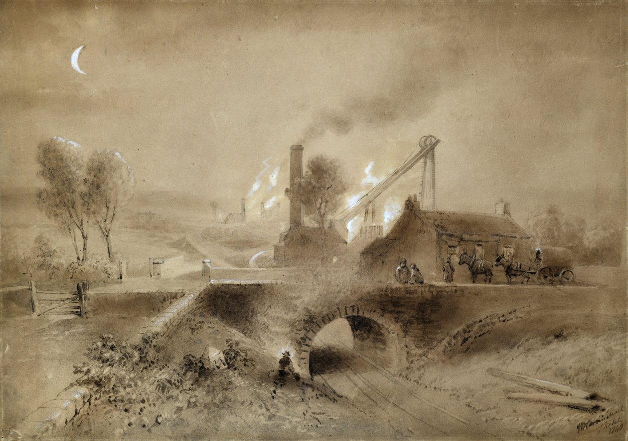 Pithead i kolej autorstwa John Wilson (after) Carmichael