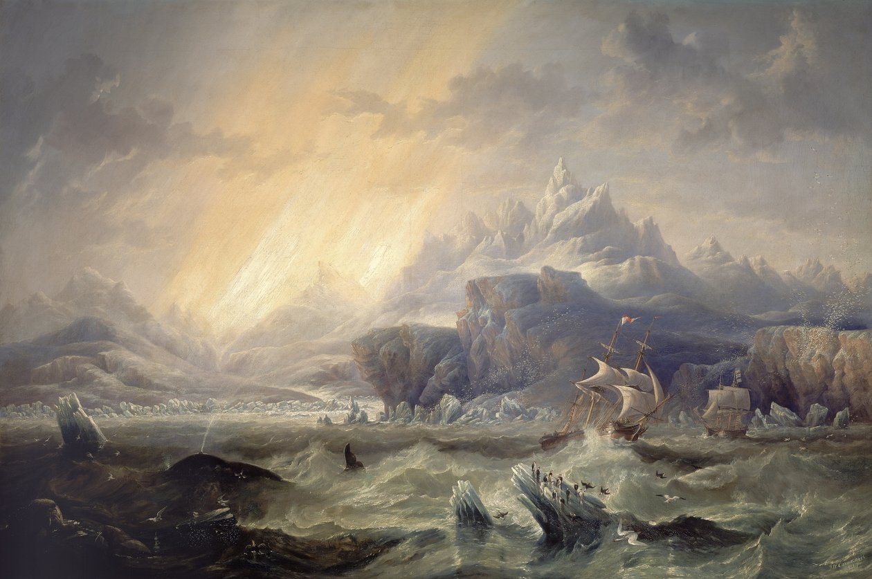 HMS "Erebus" i "Terror" na Antarktydzie autorstwa John Wilson Carmichael