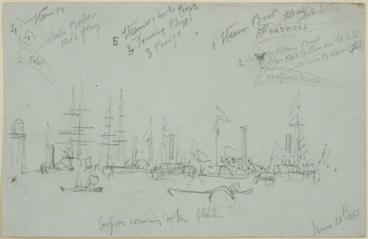 Scena portowa (ołówek na papierze (szary)) autorstwa John Wilson Carmichael