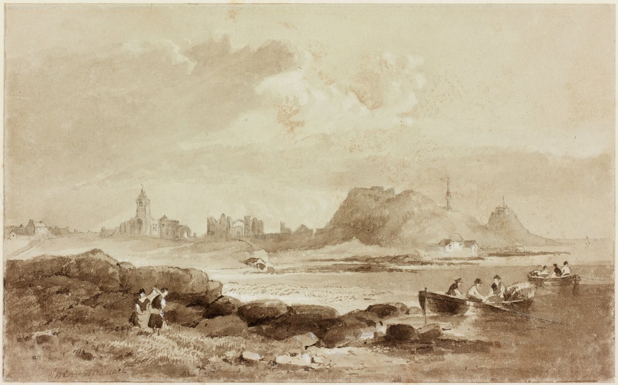 Święta Wyspa (ołówek i akwarela (sepia) na papierze) autorstwa John Wilson Carmichael