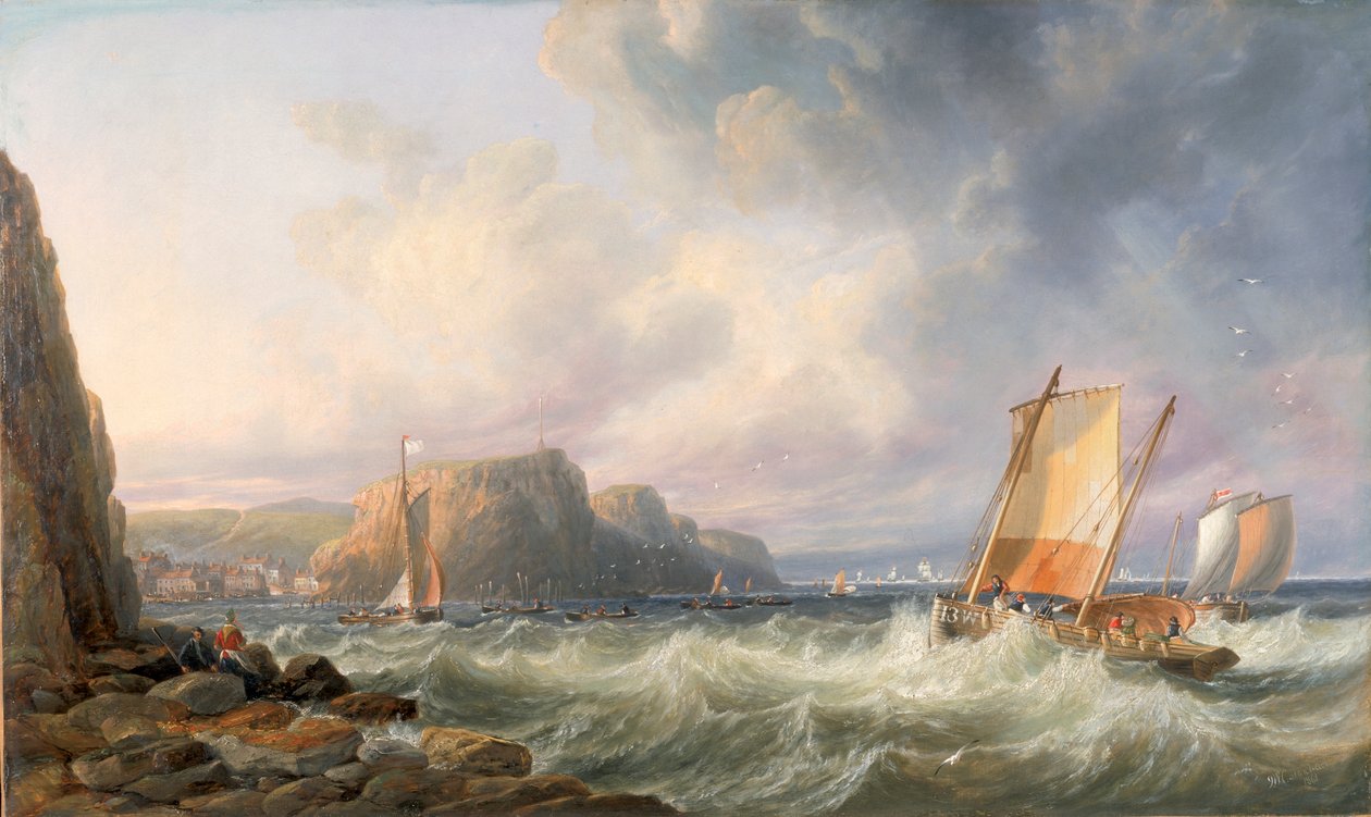 Na wybrzeżu Yorkshire, Staithes autorstwa John Wilson Carmichael