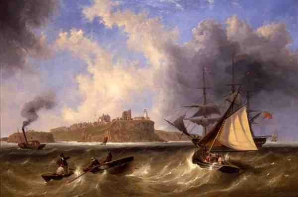 Widok na morze w Tynemouth Haven (olej na płótnie) autorstwa John Wilson Carmichael