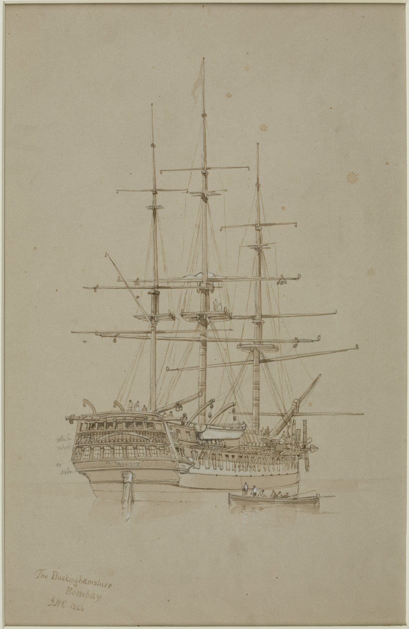 Buckinghamshire, Bombay (ołówek i akwarela (monochromatyczny) na papierze (szary)) autorstwa John Wilson Carmichael