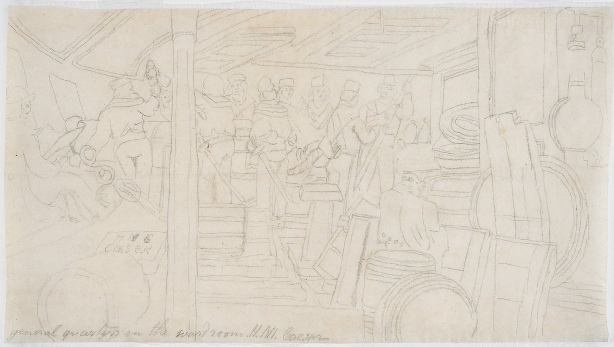 Gabinet H.M.S. Cezar (ołówek na papierze (trasówka)) autorstwa John Wilson Carmichael