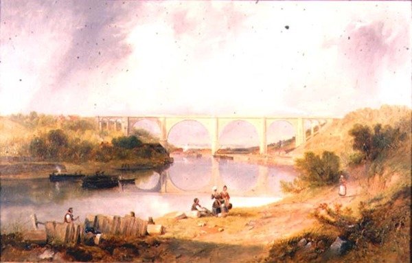 Most Wiktorii nad rzeką Wear autorstwa John Wilson Carmichael