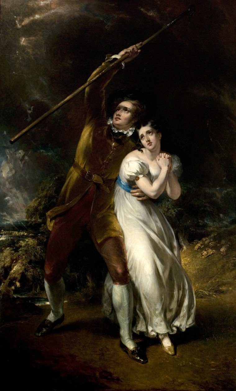 Seledyn i Amelia w burzy, 1840-49 autorstwa John Wood