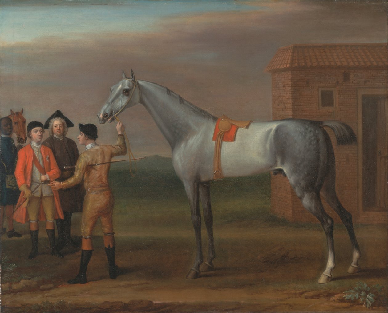Minóg ze swoim właścicielem, Sir Williamem Morganem, w Newmarket autorstwa John Wootton