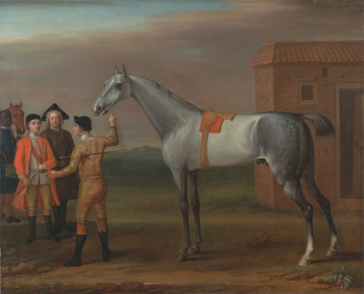 Lamprey ze swoim właścicielem Sir Williamem Morganem w Newmarket autorstwa John Wootton