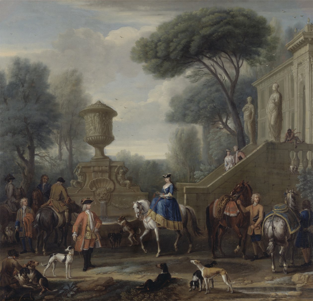 Przygotowania do polowania, ok. 1740-50 (olej na płótnie) autorstwa John Wootton