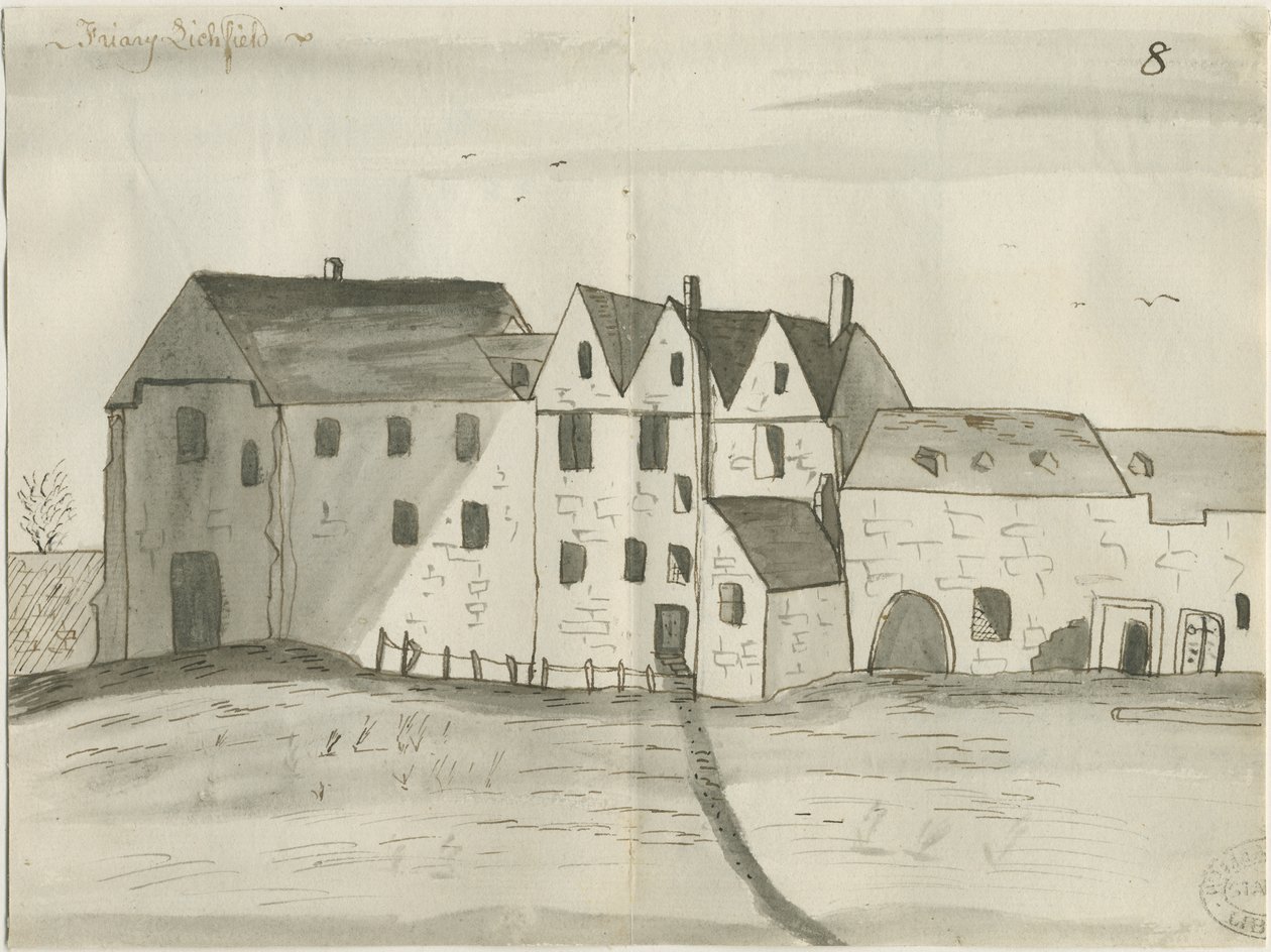 Lichfield - Greyfriars: rysunek piórkiem i praniem, bd [1784] (rysunek) autorstwa John Wright