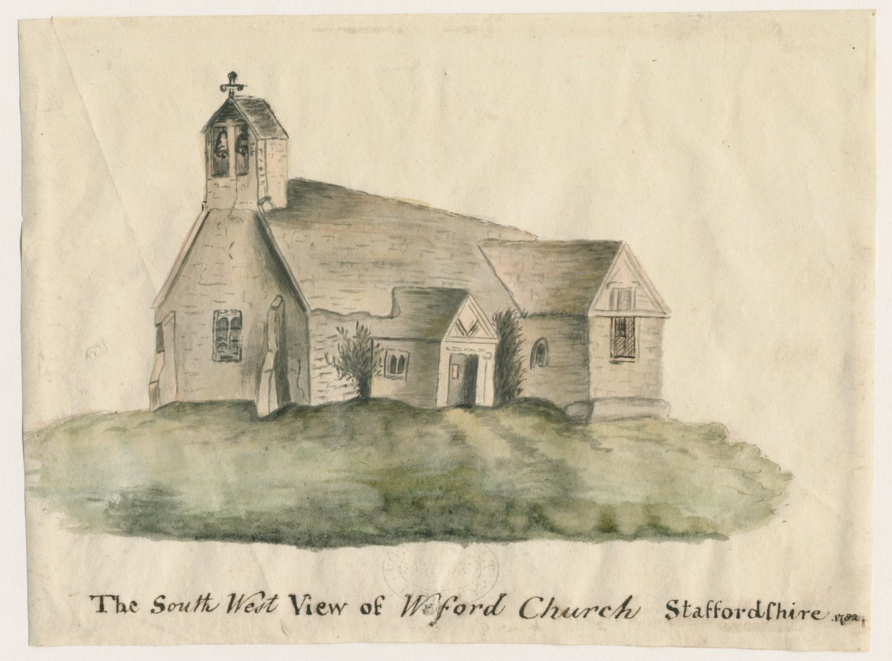 Kościół Weeford: malowanie akwarelą, 1782 autorstwa John Wright
