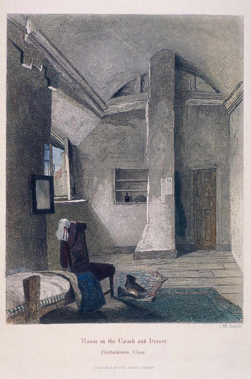 Coach and Horses Inn, Bartholomew Close, Londyn, 1851 autorstwa John Wykeham Archer