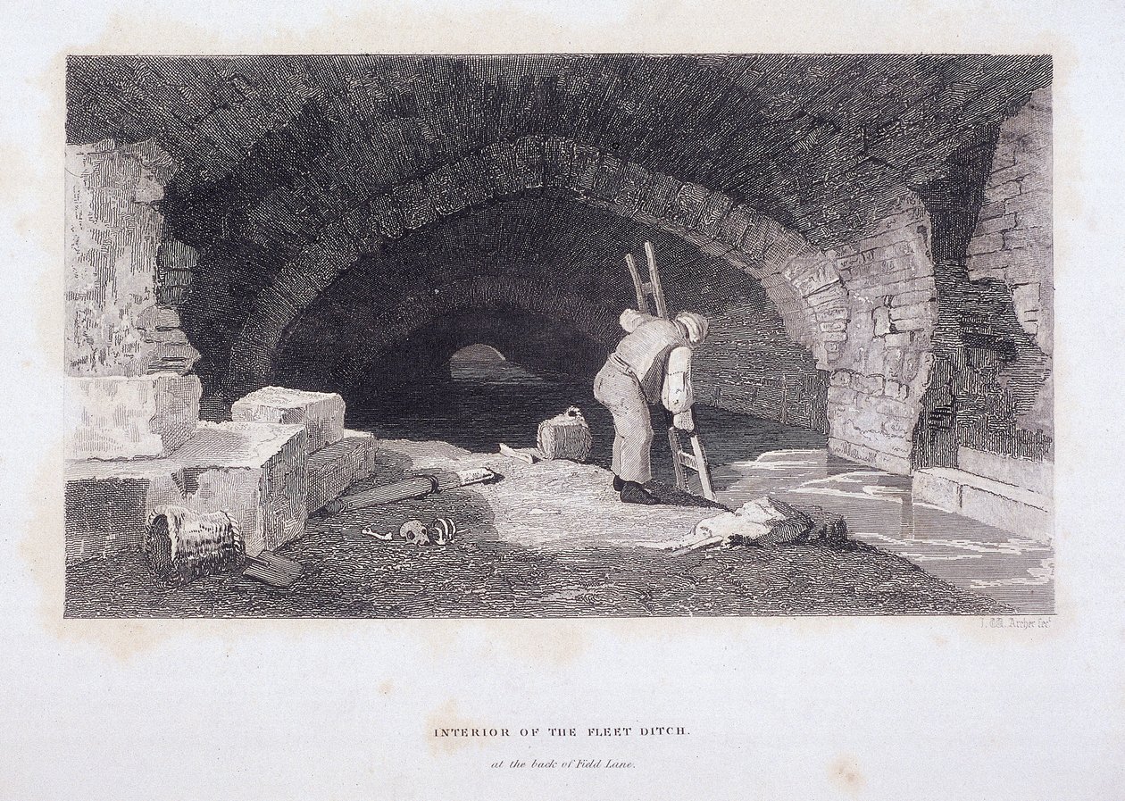 Fleet River, Londyn, 1851 autorstwa John Wykeham Archer